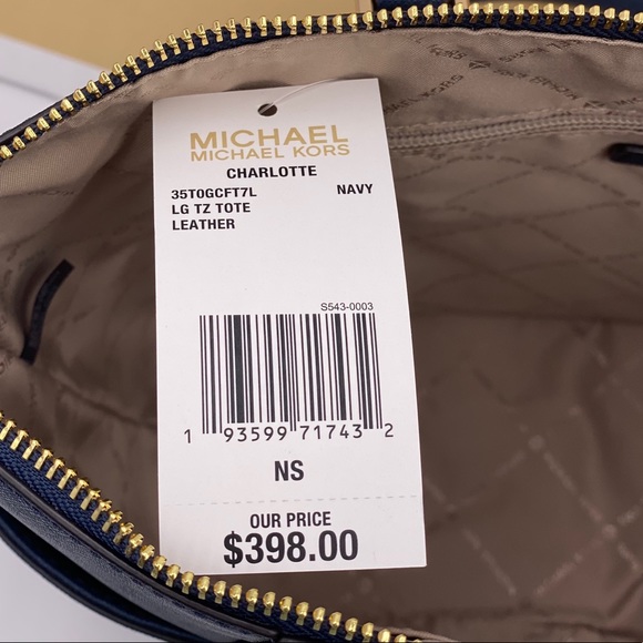 Michael Kors Charlotte Tote & Wallet Set Navy - Picture 7 of 12